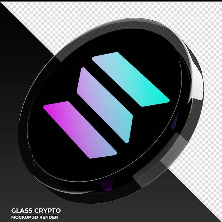 PSD solana sol vidro criptomoeda ilustração 3d