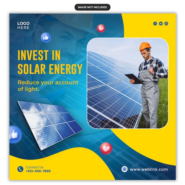 PSD solar social media instagram post investir dans l'énergie solaire économiser de l'électricité