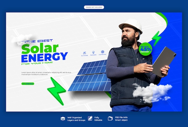 Solarenergie- und Stromspar-Web-Banner-Vorlage
