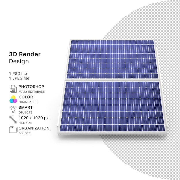Solarpanel 3D-Modellierung PSD-Datei Realistisches Solarpanel