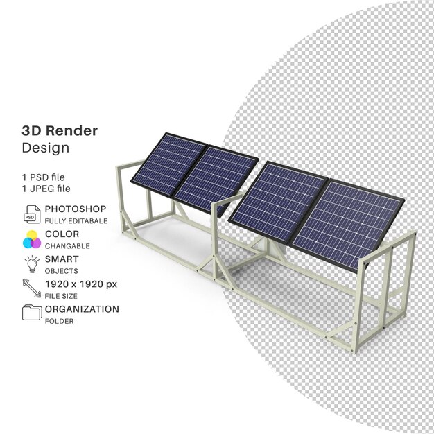 Solarpanel-hand 3d-modellierung psd-datei realistisches solarpanel