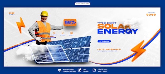 Solarpanel und Stromsparung Facebook Cover-Banner-Vorlage