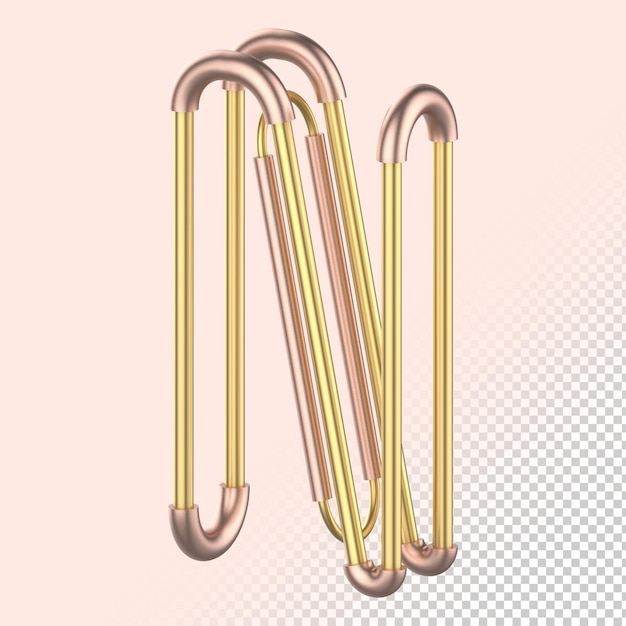 solated Elegance Copper and Gold 3D Render Lettera N