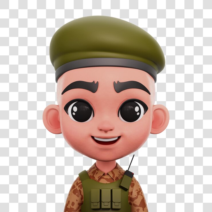 PSD soldado en 3d avatar aislado fondo transparente ilustración de renderización en 3d