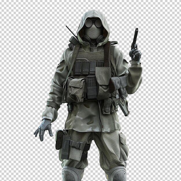 PSD soldado do exército fantasma do psd com a arma objeto isolado em fundo transparente png