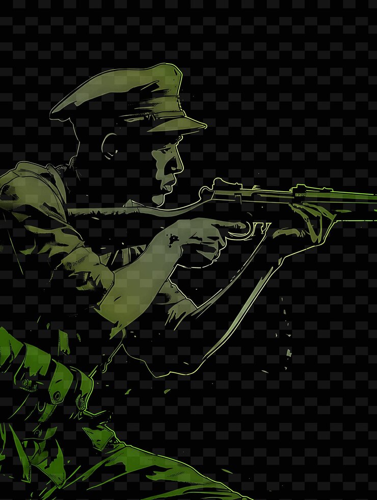 PSD soldado do exército revolucionário nacional chinês com um retrato de personagens de ilustração plana type 24 r