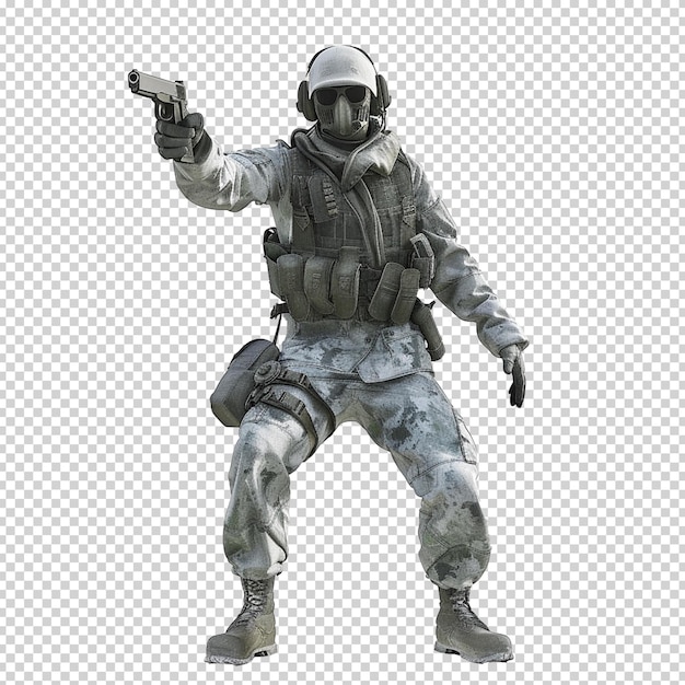 PSD soldado del ejército fantasma de psd con el arma objeto aislado en fondo transparente png