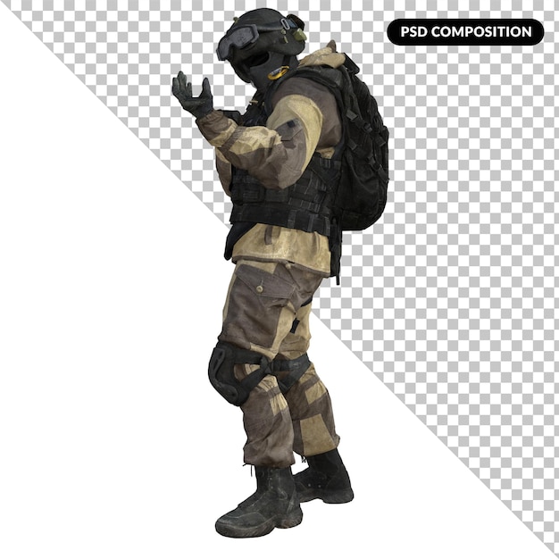 soldado em uniforme militar isolado 3d
