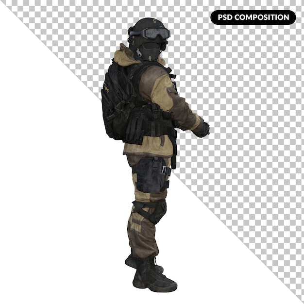 soldado em uniforme militar isolado 3d