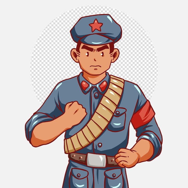 Soldado, en, uniforme azul, ilustración