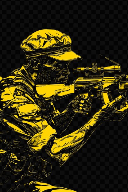 Un Soldat Avec Un Pistolet Et Un Fond Jaune