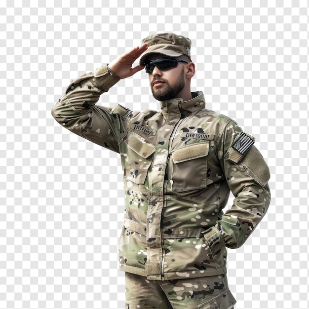 PSD soldat saluant sur un fond transparent png