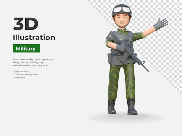 Soldat Tenant Un Fusil D'assaut M16 Illustration De Dessin Animé 3d