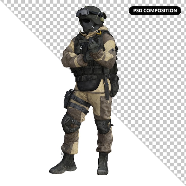 soldato in uniforme militare isolato 3d