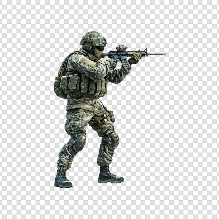 PSD des soldats isolés sur un fond transparent