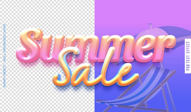 PSD soldes d'été psd avec effet de texte de style 3d modifiable