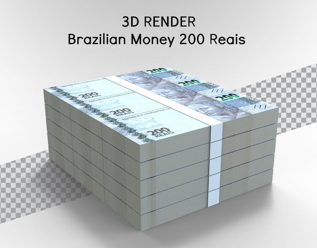 Soldi brasiliani con rendering 3d banconota da 200 reais