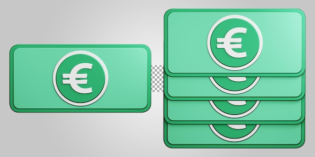 Soldi euro fattura banconota profitto di investimento aziendale isolato su sfondo trasparente 3D rendering