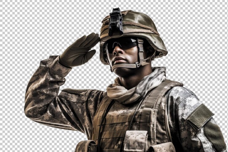 Soldier Salute Isolated on Transparent Background