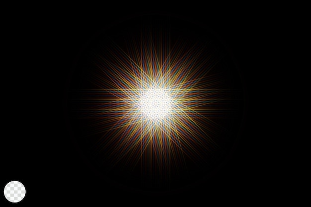 soleil jaune lens flare lueur sur fond transparent