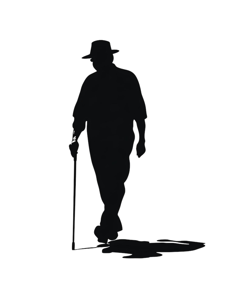PSD solitary figure walking stick twilight aging
