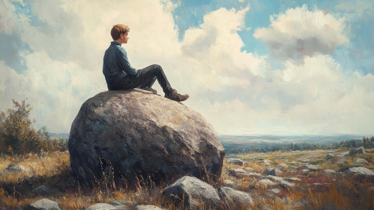 PSD solitude on the hilltop a contemplative moment