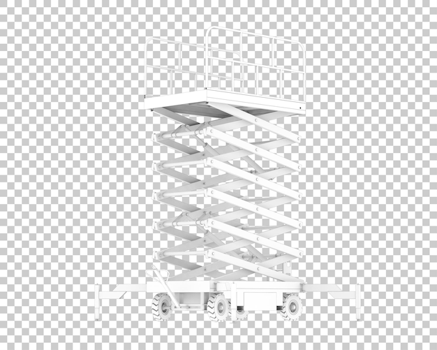 Sollevamento idraulico a forbice isolato su sfondo trasparente 3d rendering illustrazione