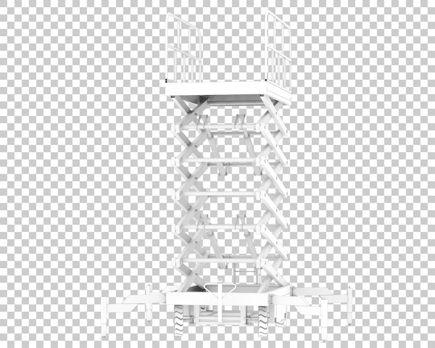 Sollevamento idraulico a forbice isolato su sfondo trasparente 3d rendering illustrazione