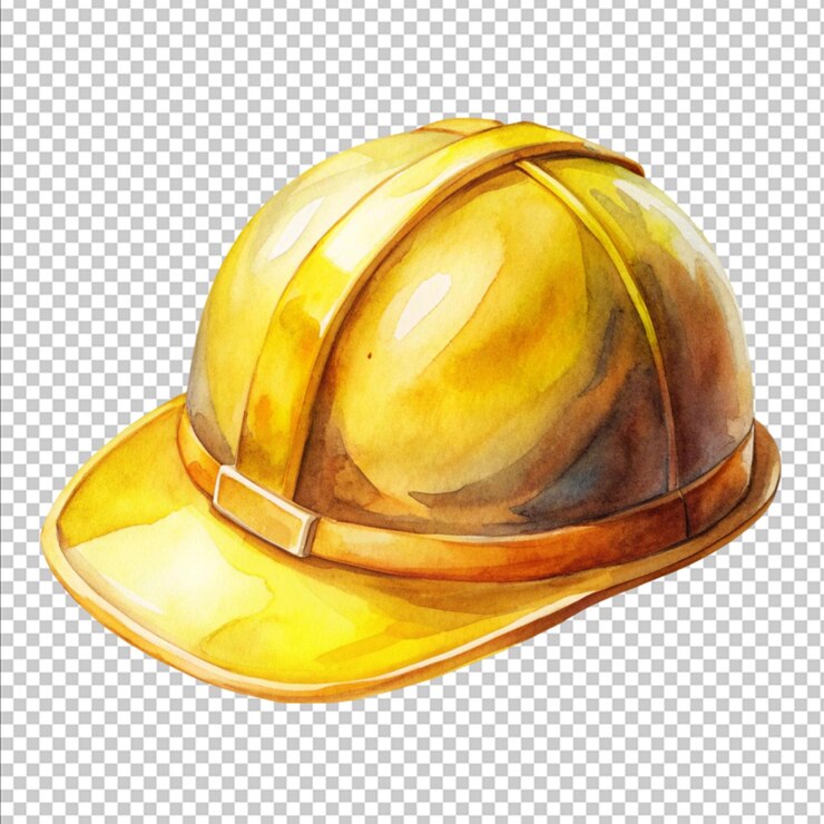 PSD solo acuarela sombrero amarillo en fondo blanco