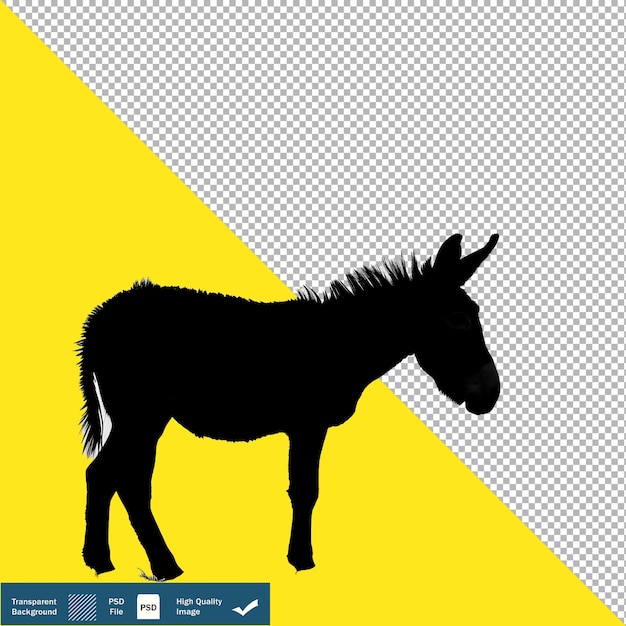 PSD un solo burro con silueta en negro contra un fondo blanco fondo transparente png psd