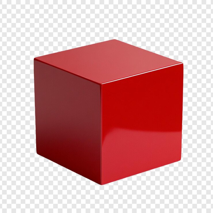 PSD un solo cubo rojo brillante sobre un fondo transparente una representación 3d de un cubo perfecto