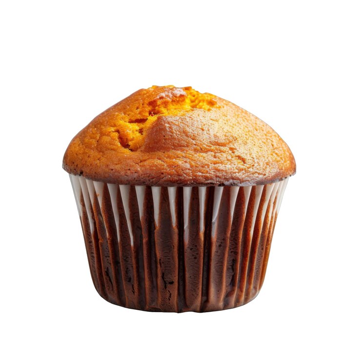 PSD un solo muffin marrón dorado con un revestimiento de papel
