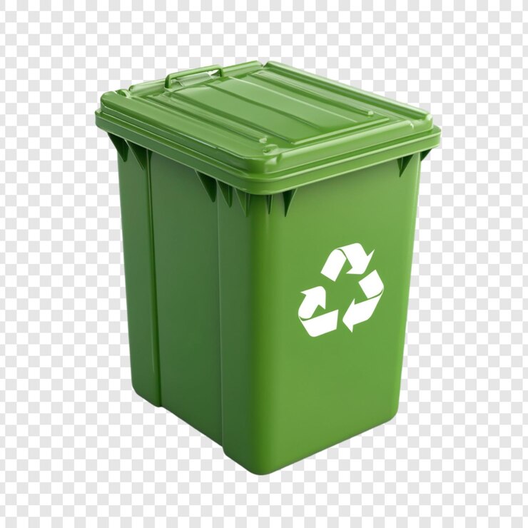 PSD solución sostenible de gestión de residuos en el contenedor de reciclaje verde