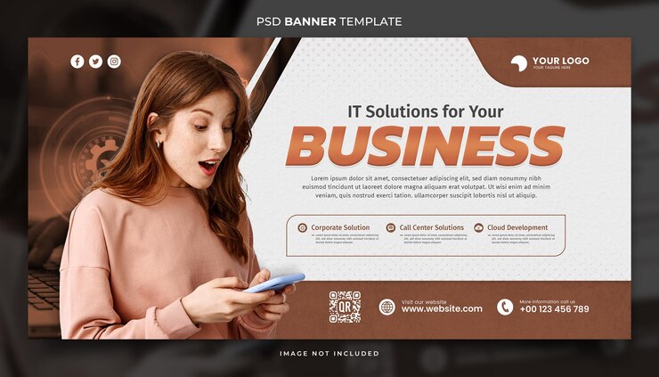 PSD soluções para o seu negócio cover ou banner template