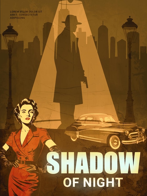 Sombra da Noite Um pôster de filme de suspense noir