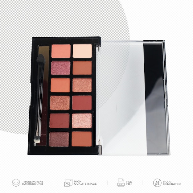 Sombra de ojos con pincel de maquillaje en fondo transparente PSD