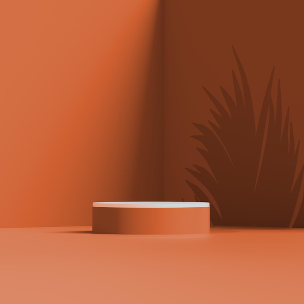 La sombra de la palma detrás del escenario naranja.