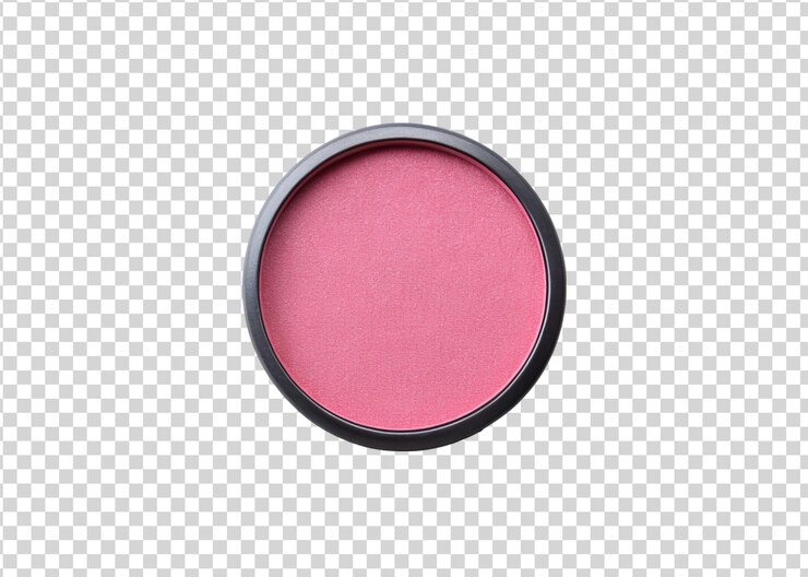 PSD sombra rosa para los ojos en una caja redonda aislada sobre un fondo transparente