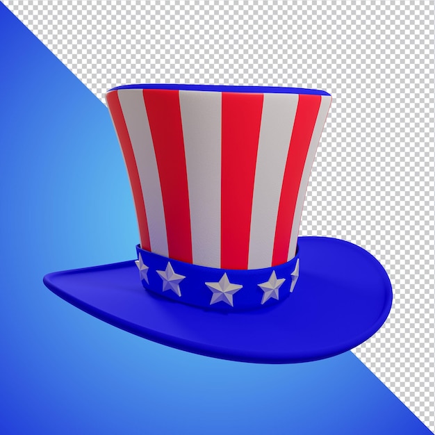 Sombrero americano, día de la independencia, 3d, render