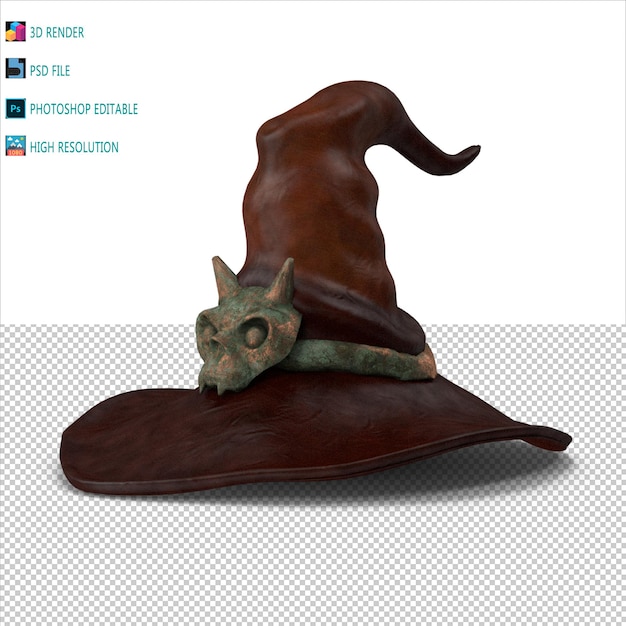 PSD el sombrero de la bruja 3d modeling psd