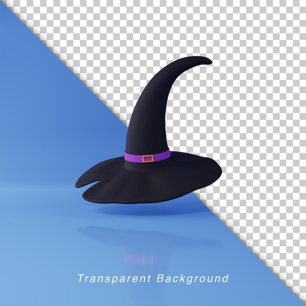 PSD sombrero de bruja y mago de ilustración 3d para helloween