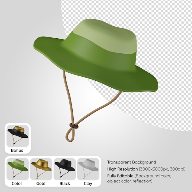 sombrero de camping 3d