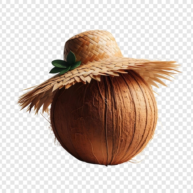 Sombrero de coco aislado sobre un fondo transparente