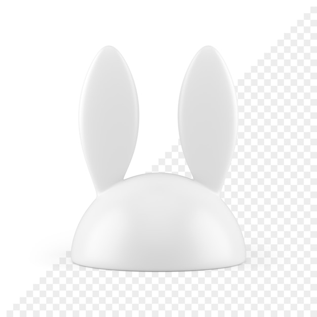 Sombrero de conejo de Pascua blanco brillante con orejas largas diseño de adorno minimalista icono 3d realista