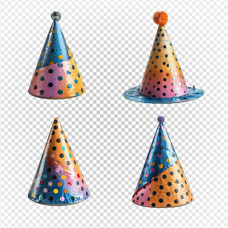 PSD sombrero de cono de fiesta de cumpleaños aislado en fondo transparente generativo ai