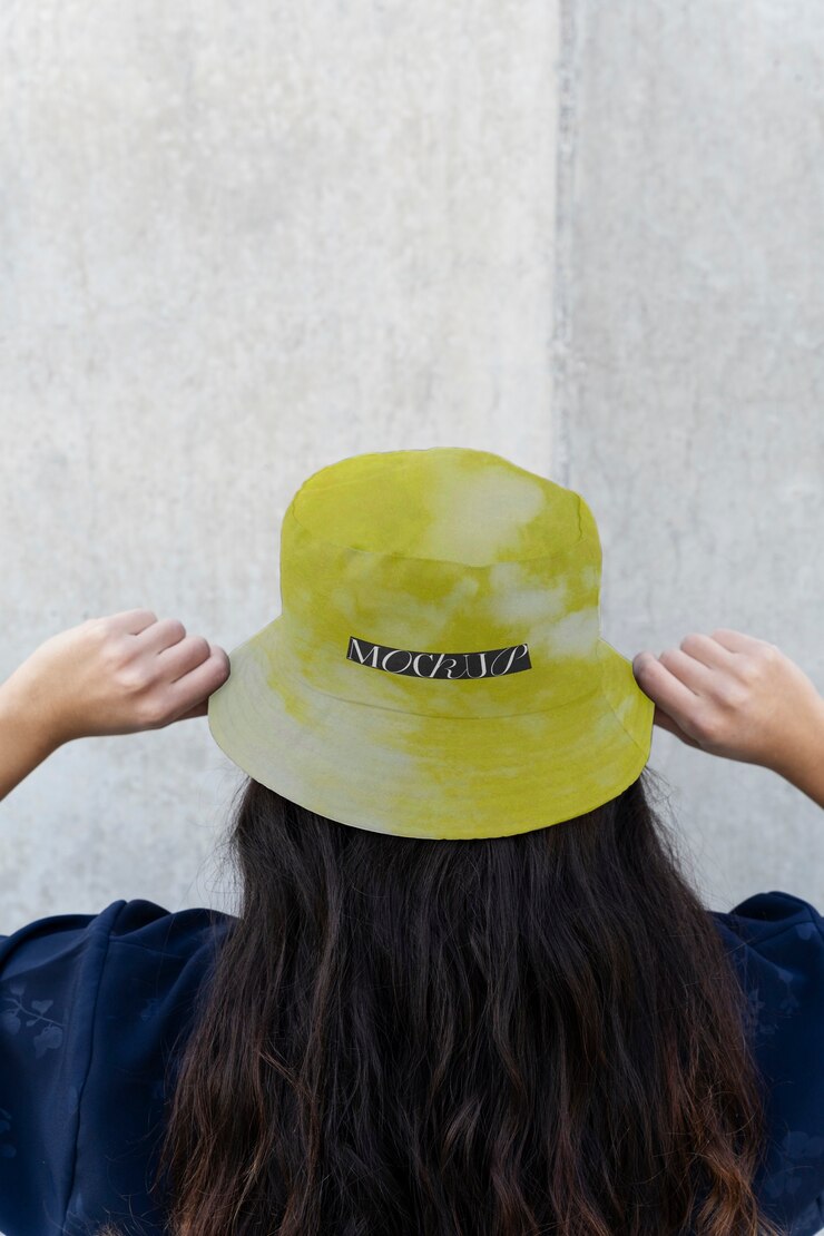 PSD sombrero de cubo de modelado de persona al aire libre