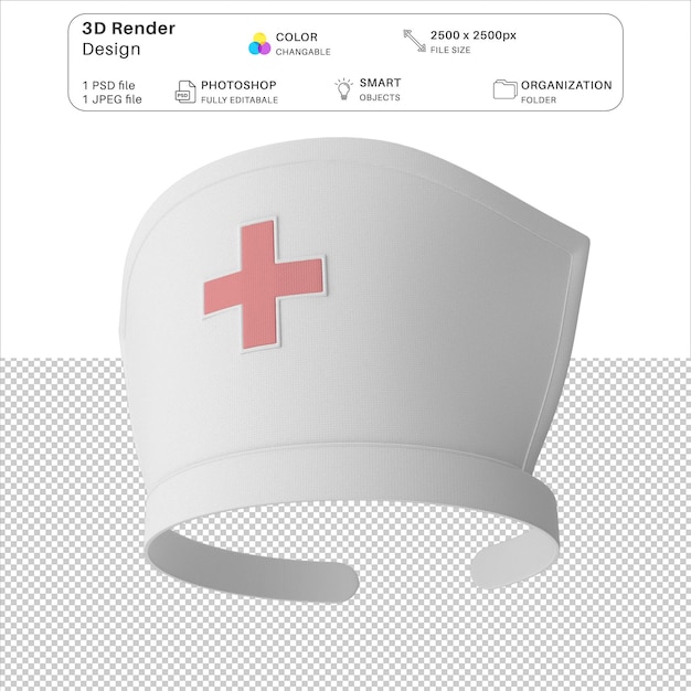 Sombrero de enfermera modelación 3d psd