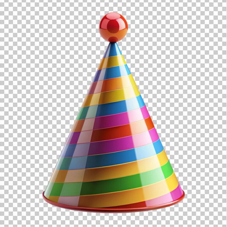 PSD sombrero de fiesta 3d y gorra de cumpleaños en fondo transparente