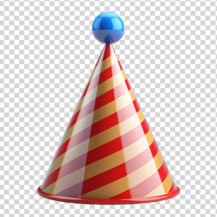 PSD sombrero de fiesta 3d y gorra de cumpleaños en fondo transparente