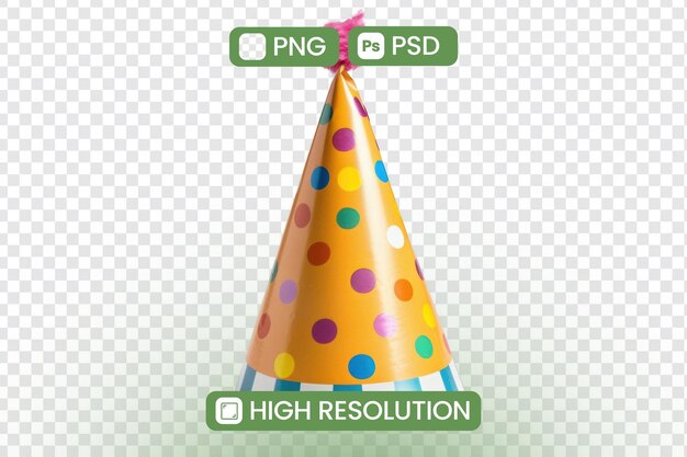 Sombrero de fiesta de puntos polka de colores transparentes de alta resolución en PNG